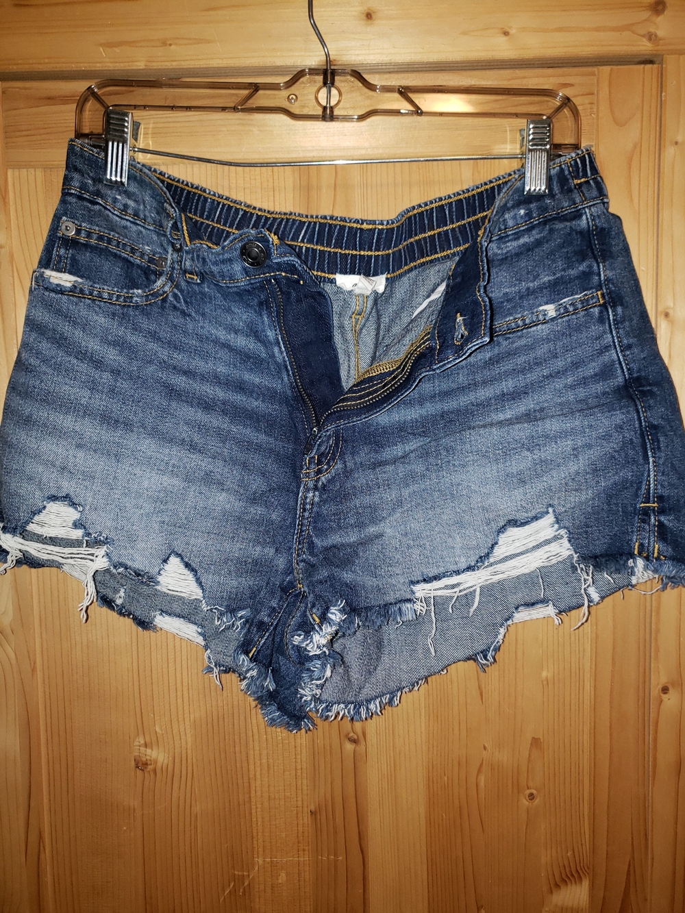 aerie Distressed Blue Denim Cutoff Shorts